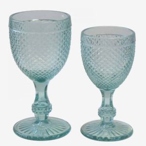 Set 12 copos de picos azul turquesa (6 água / 6 vinho)